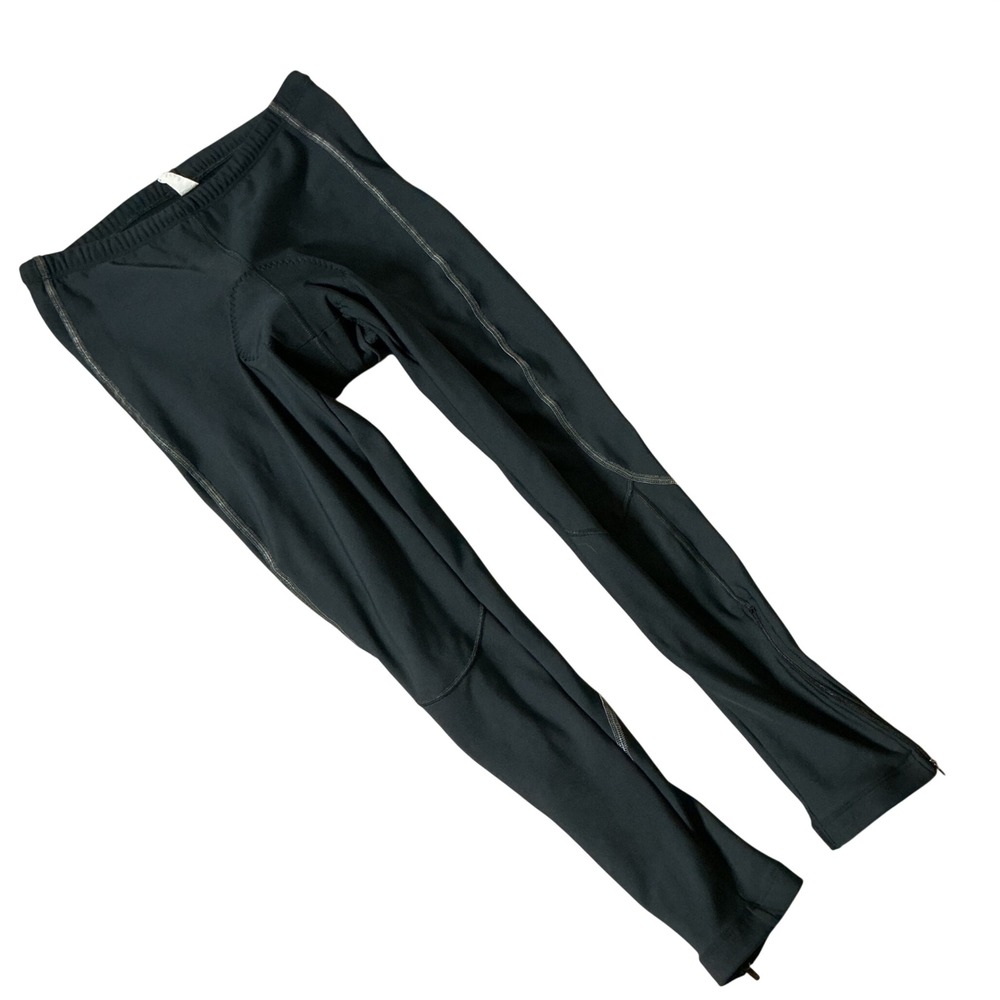Performance Mens Black Padded Cycling Tights Ankle Zip Bike Pants Medium